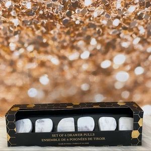 Home Decor Decorative White Geometric Stone Design Drawer Knob Pulls